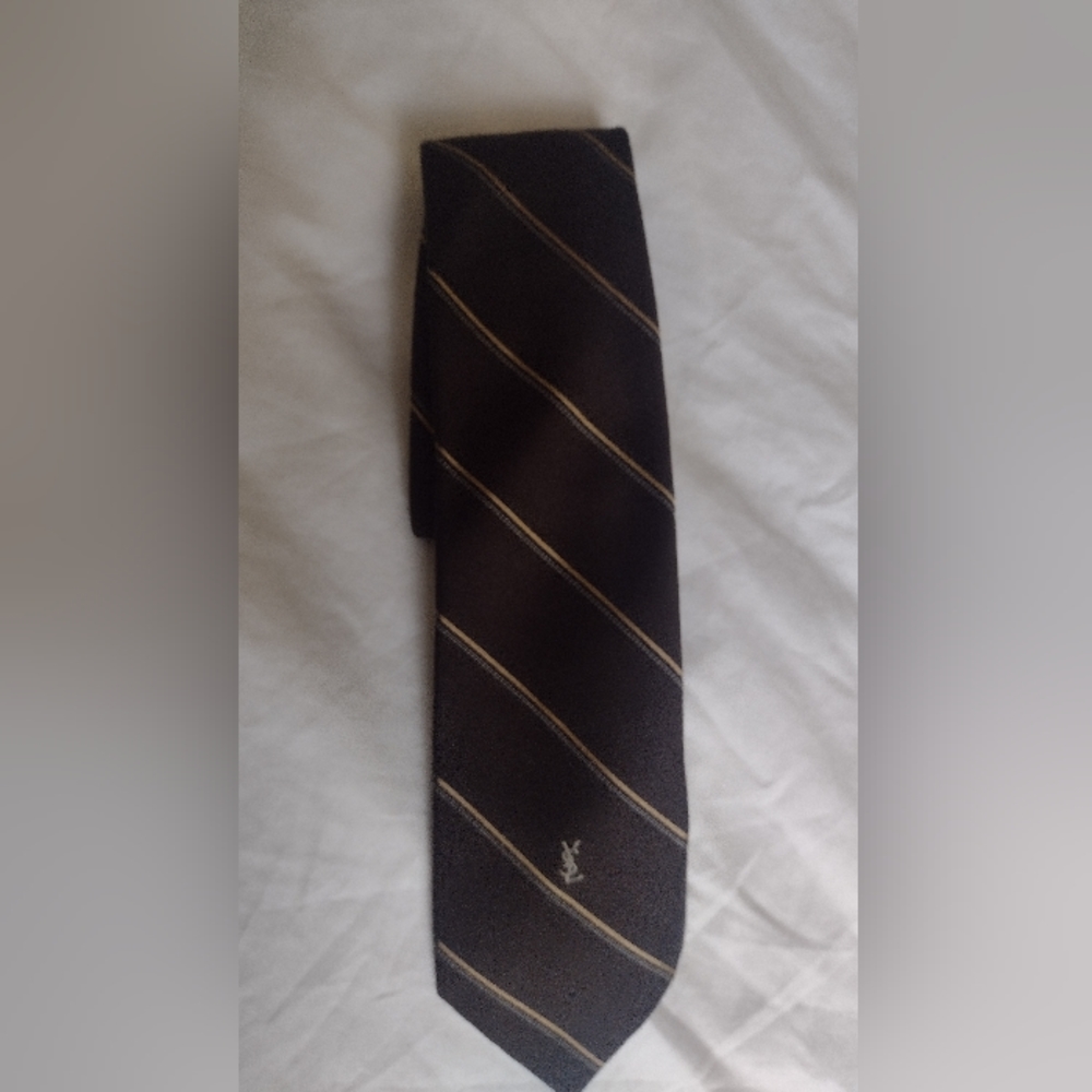 YSL Logo Yves Saint Laurent Tie in Brown